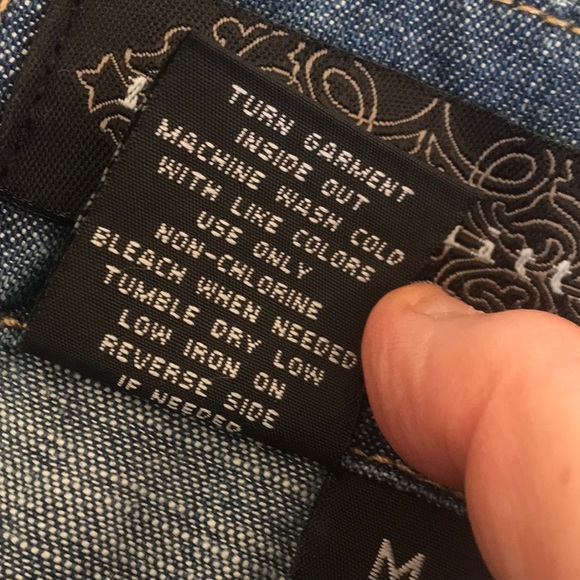 LIVE A LITTLE/BLUE DENIM- RUFFLE CHESTwSNAP FRONT PEARL BUTTONS - Picture 7 of 8